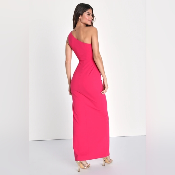 Hot Pink One-Shoulder Maxi Dress - Picture 3 of 7